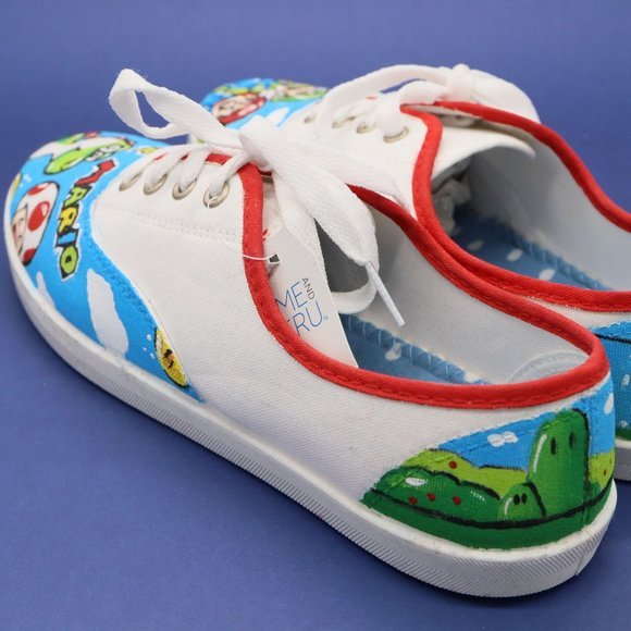 Hand Painted Super Mario Bros Shoes, Womens Size 8 - Picture 3 of 5